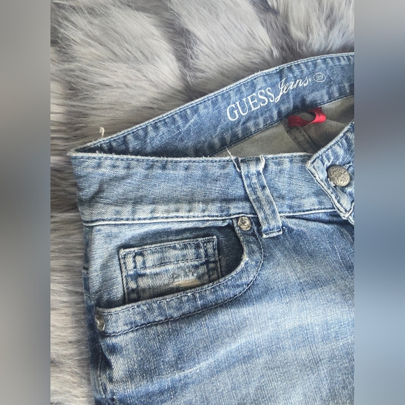 Guess Light Blue Distressed Wide Leg Jeans - Picture 10 of 17